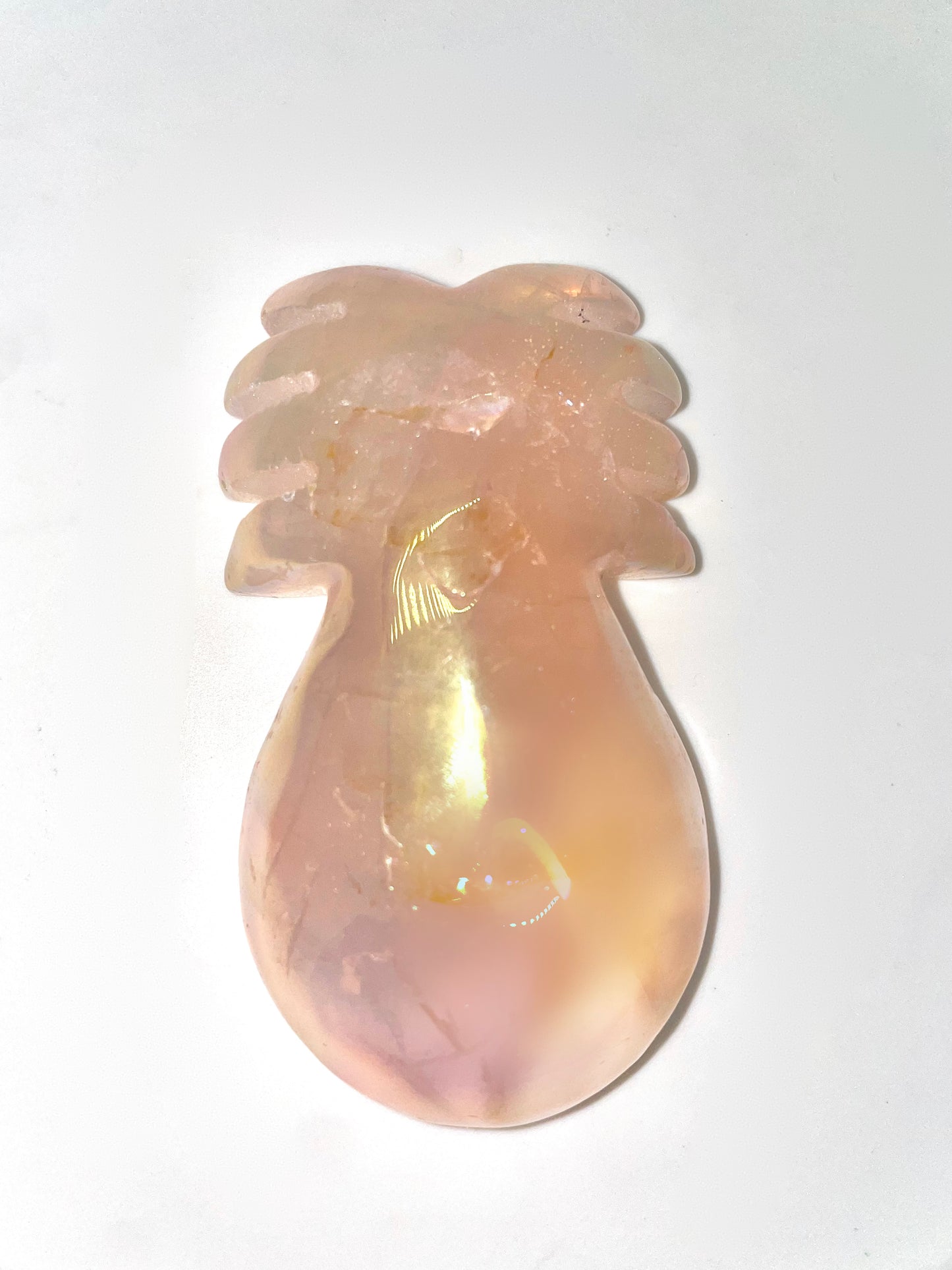 Aura Rose Quartz Pineapple Carving