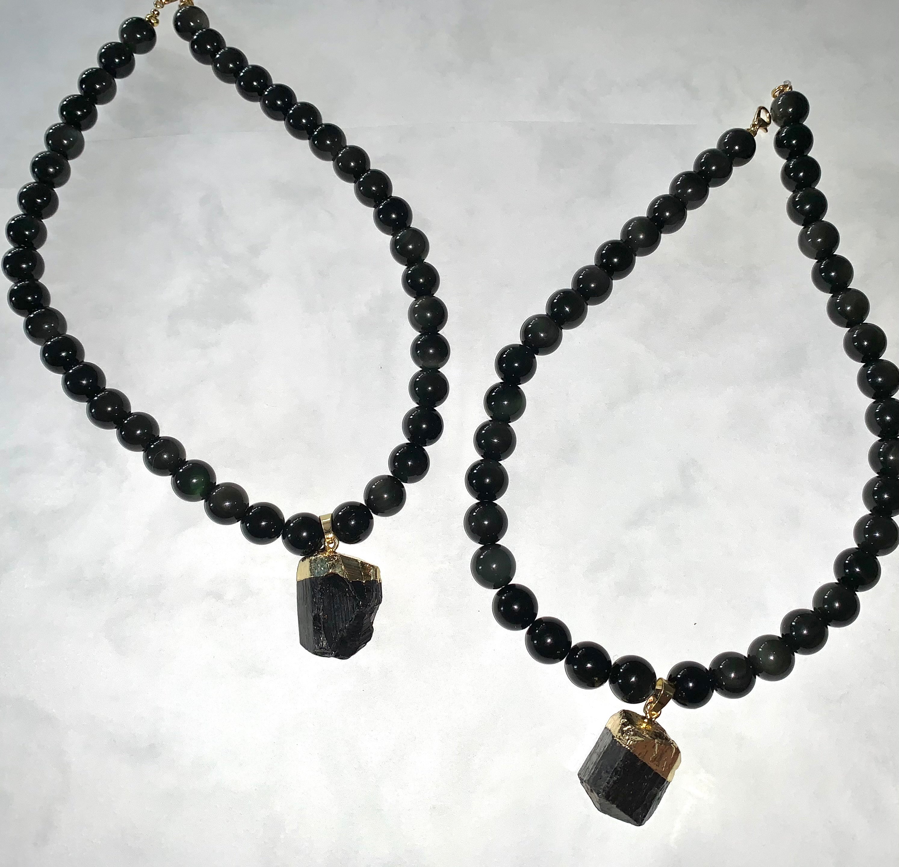 Natural Stone Black Tourmaline Pendant Irregular Black Tourmaline Necklace  for Men and Women Gemstone Jewelry(with Rope) | Wish