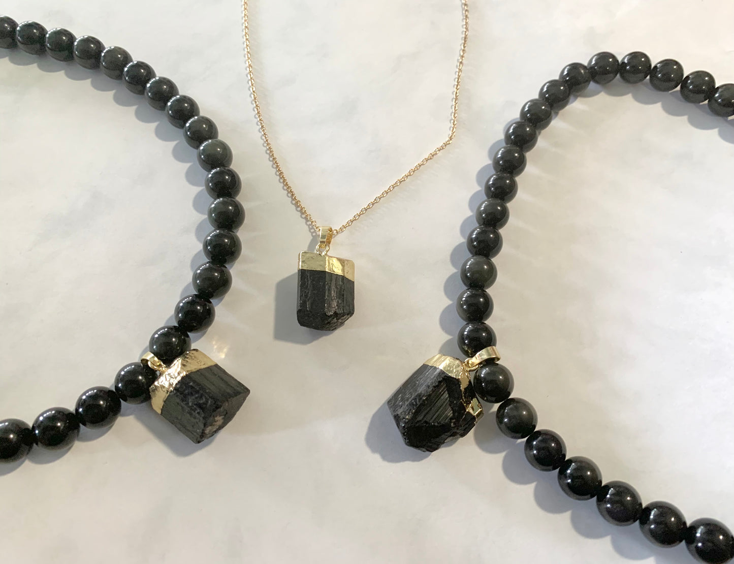 14 inch Black Obsidian & Black Tourmaline